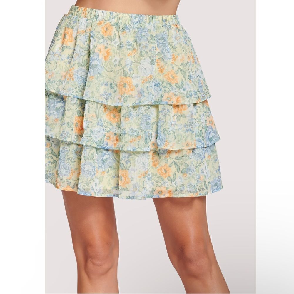 NWTs Lost + Wander Mountain Bloom Tiered Miniskirt Size Medium